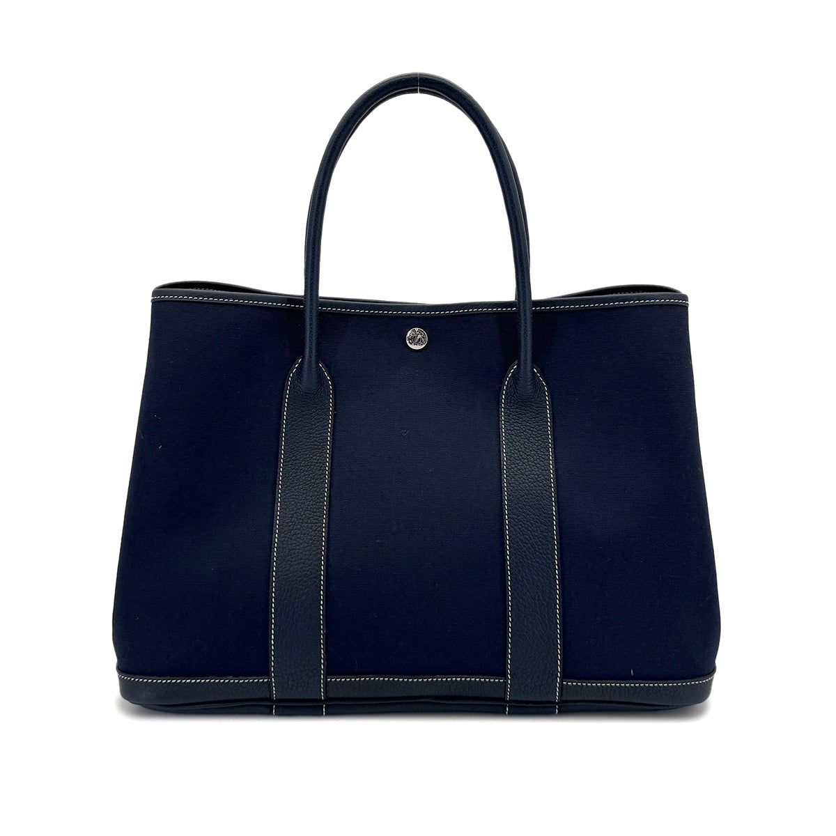 HERMES GARDEN PARTY PM BLUE INDIGO TOILE OFFICIER NEGONDA HAND BAG □I 90280287