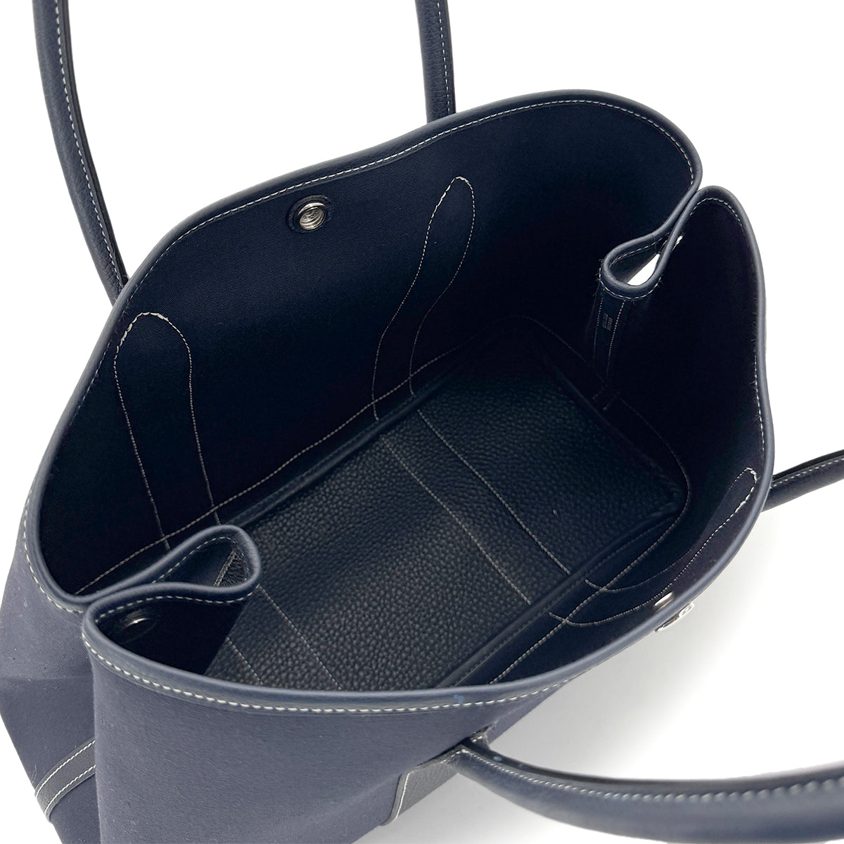 HERMES GARDEN PARTY PM BLUE INDIGO TOILE OFFICIER NEGONDA HAND BAG □I 90280287