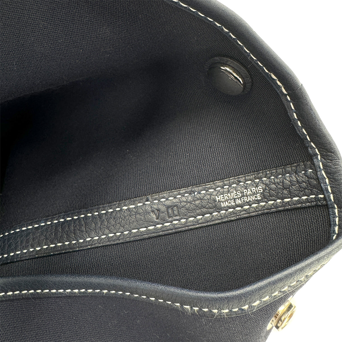 HERMES GARDEN PARTY PM BLUE INDIGO TOILE OFFICIER NEGONDA HAND BAG □I 90280287