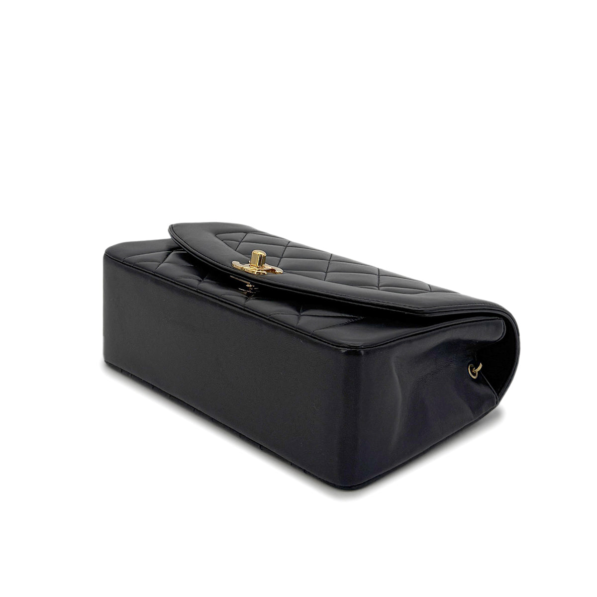 CHANEL VINTAGE DIANA SMALL CHAIN SHOULDER BAG BLACK LAMB SKIN 90280288