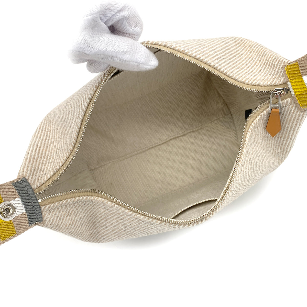 HERMES BRIDE A BRAC PM AU CARRE SEIGLE TOILE H POUCH HAND BAG 90280289