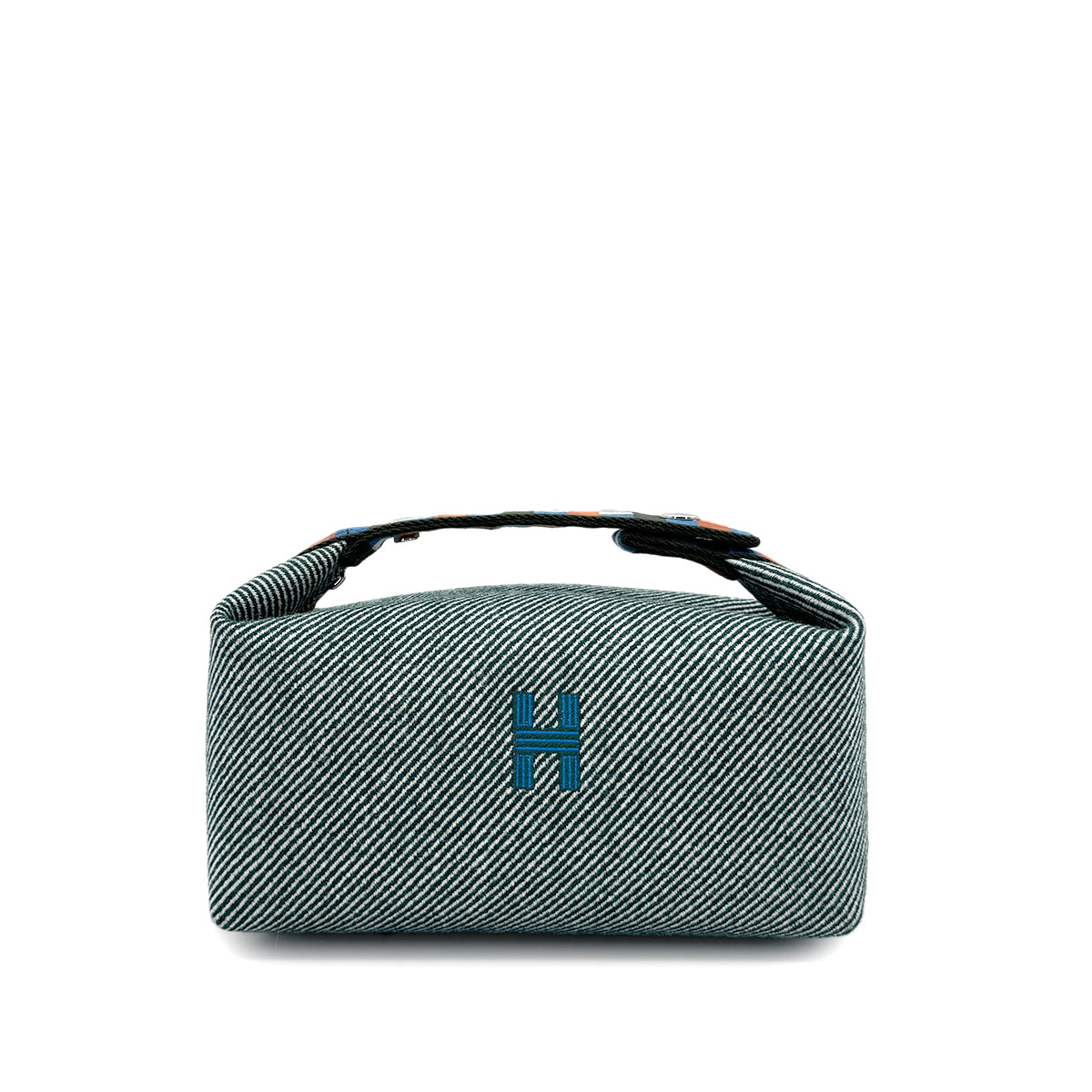 HERMES BRIDE A BRAC PM  AU CARRE VERT FORET TOILE H POUCH HAND BAG 90280290