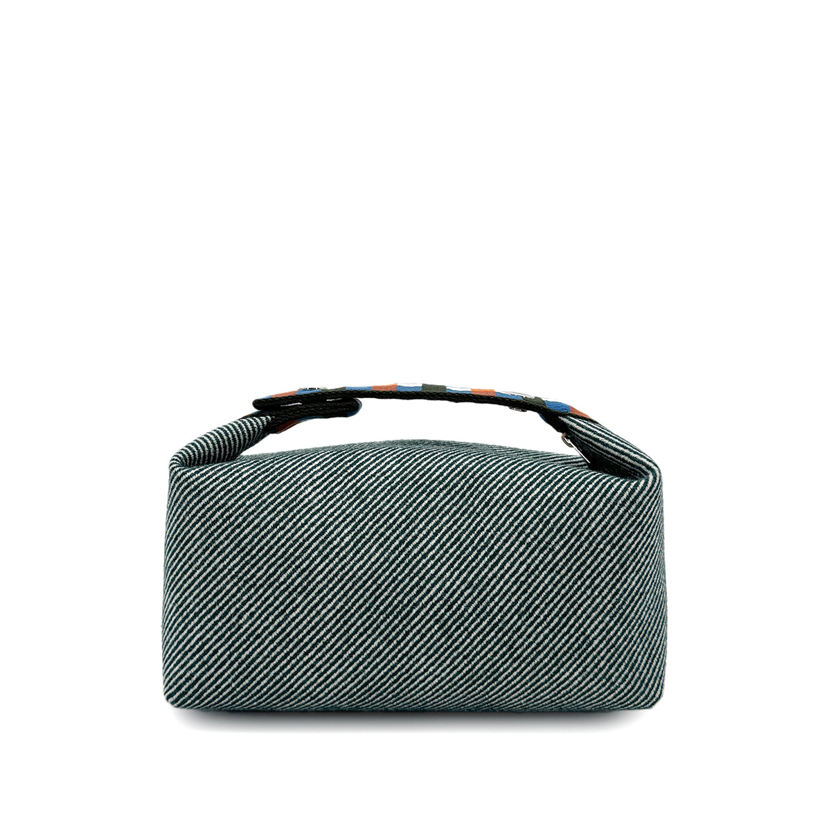 HERMES BRIDE A BRAC PM  AU CARRE VERT FORET TOILE H POUCH HAND BAG 90280290