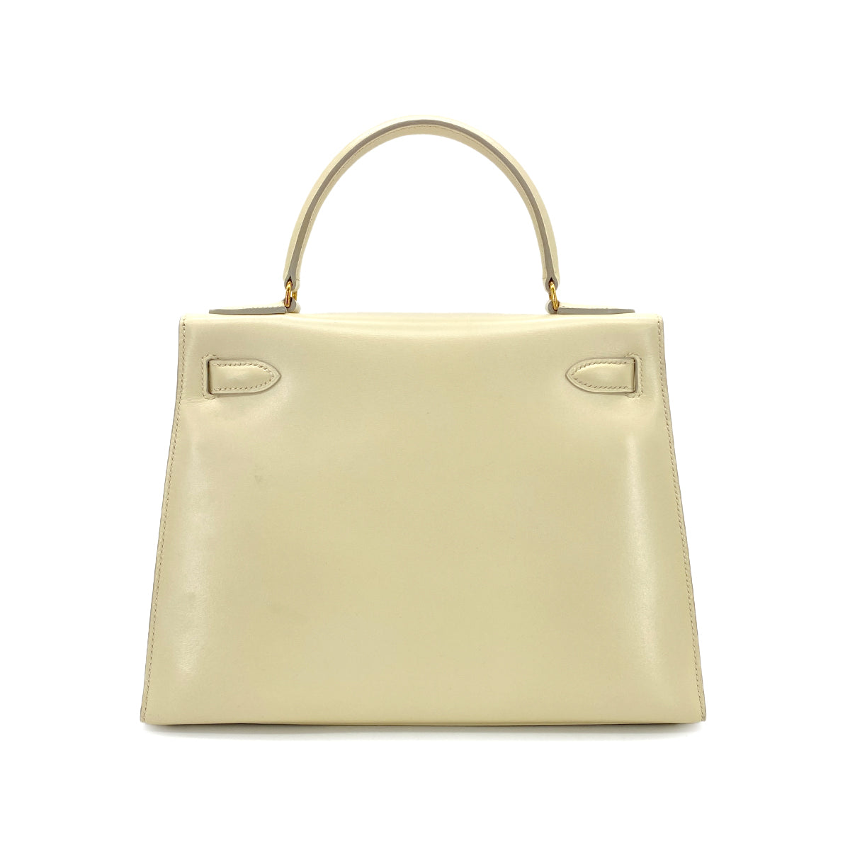 HERMES KELLY 28 SELLIER BEIGE BOXCALF HAND BAG 〇Q GHW 90280292