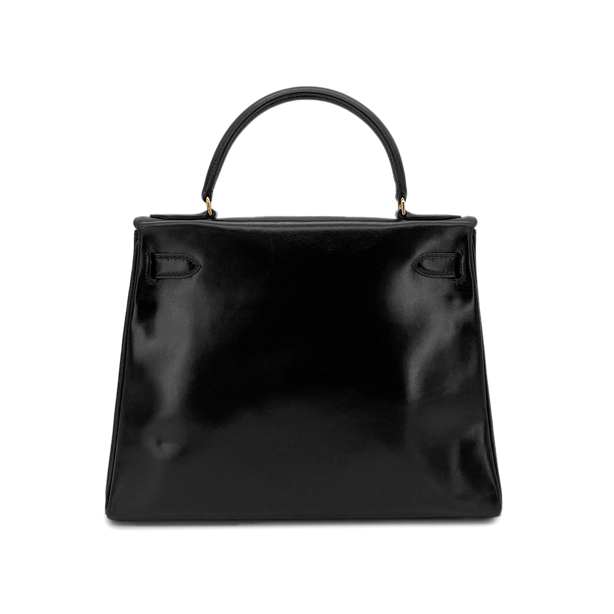 HERMES KELLY 28 RETOURNE BLACK BOXCALF HAND SHOULDER BAG 〇I GHW 90280293