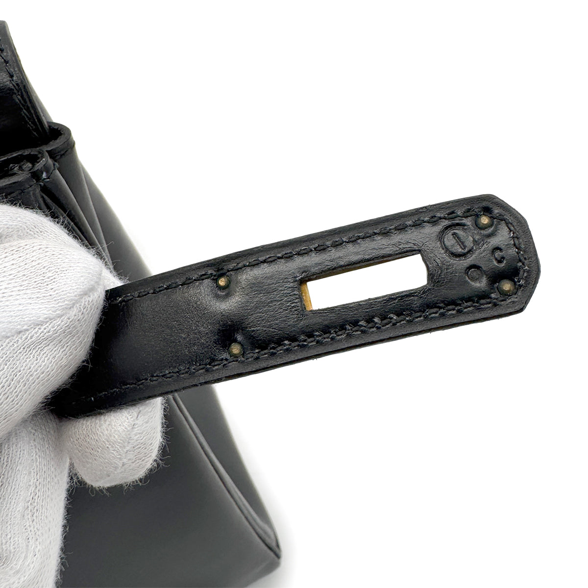 HERMES KELLY 28 RETOURNE BLACK BOXCALF HAND SHOULDER BAG 〇I GHW 90280293