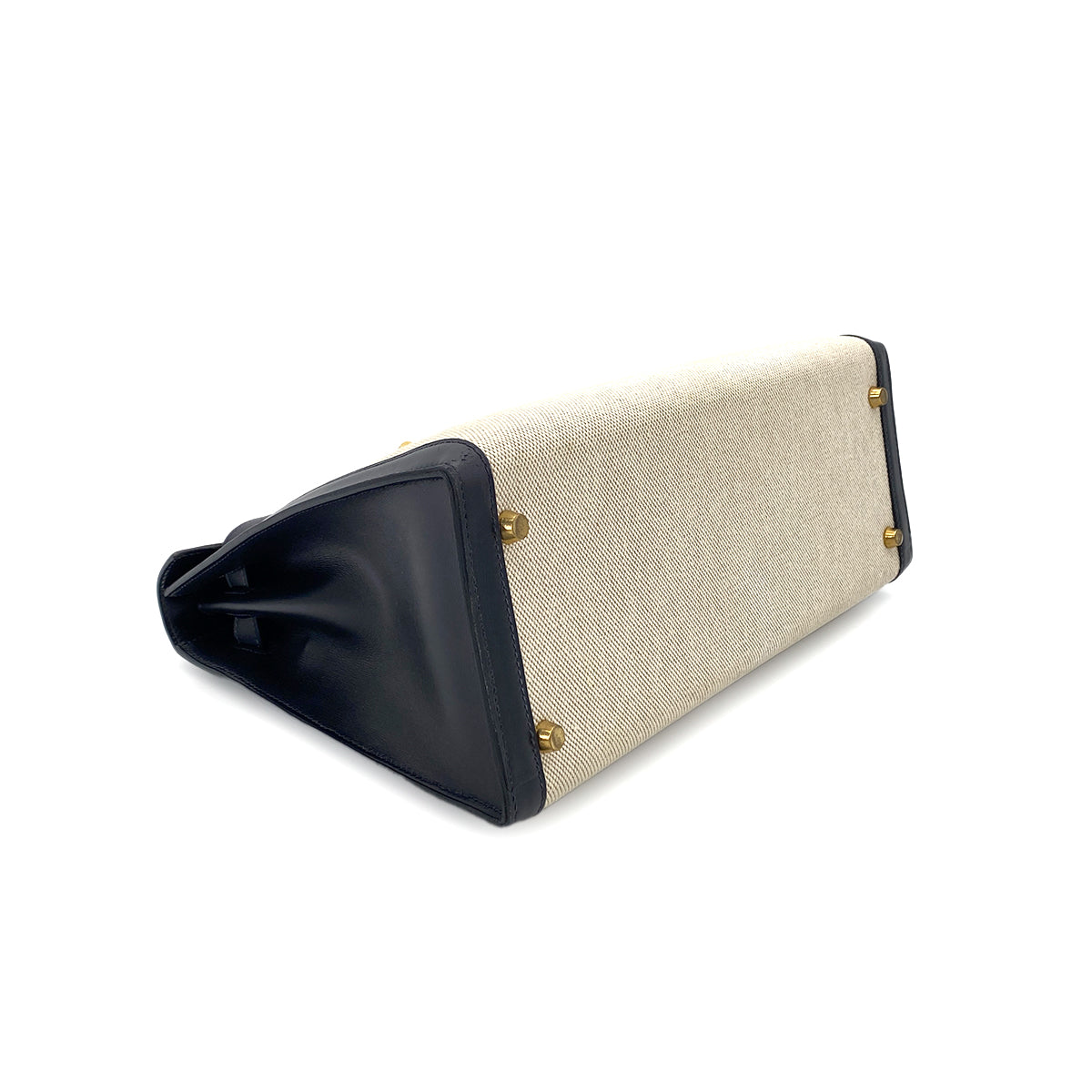 HERMES KELLY 32 BLUE INDIGO BOXCALF TOILE H HAND SHOULDER BAG □D GHW 90280294