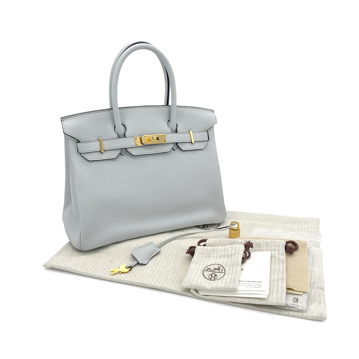 HERMES BIRKIN 30 BLEU GLACIER TAURILLON CLEMENCE HAND BAG Z GHW 90280297