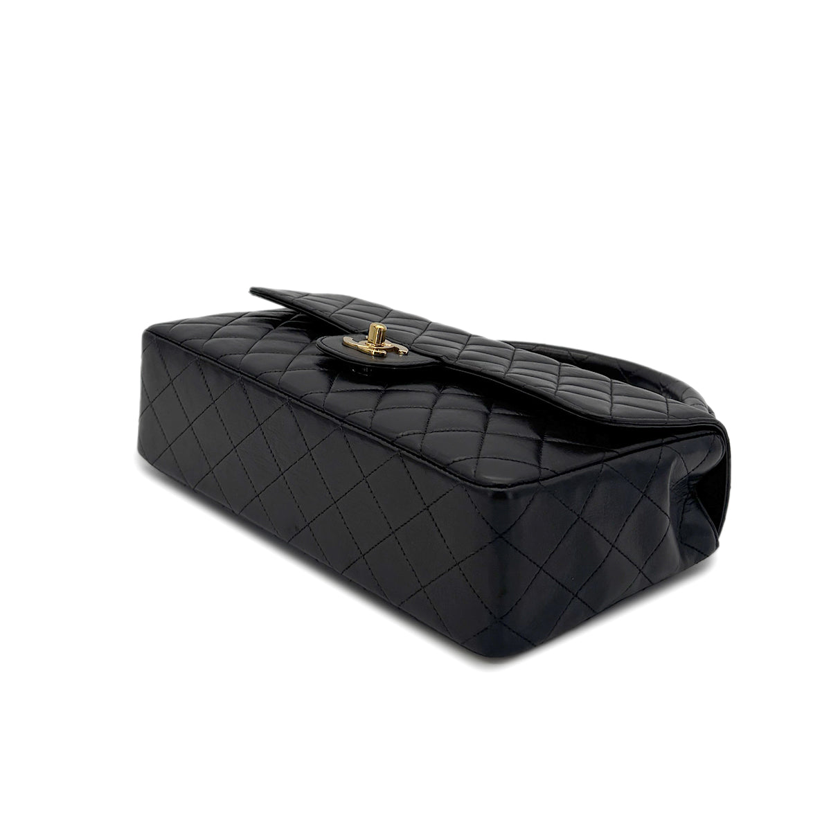 CHANEL VINTAGE PARENT-CHILD HAND BAG PARENTS ONLY BLACK LAMB SKIN 90280299