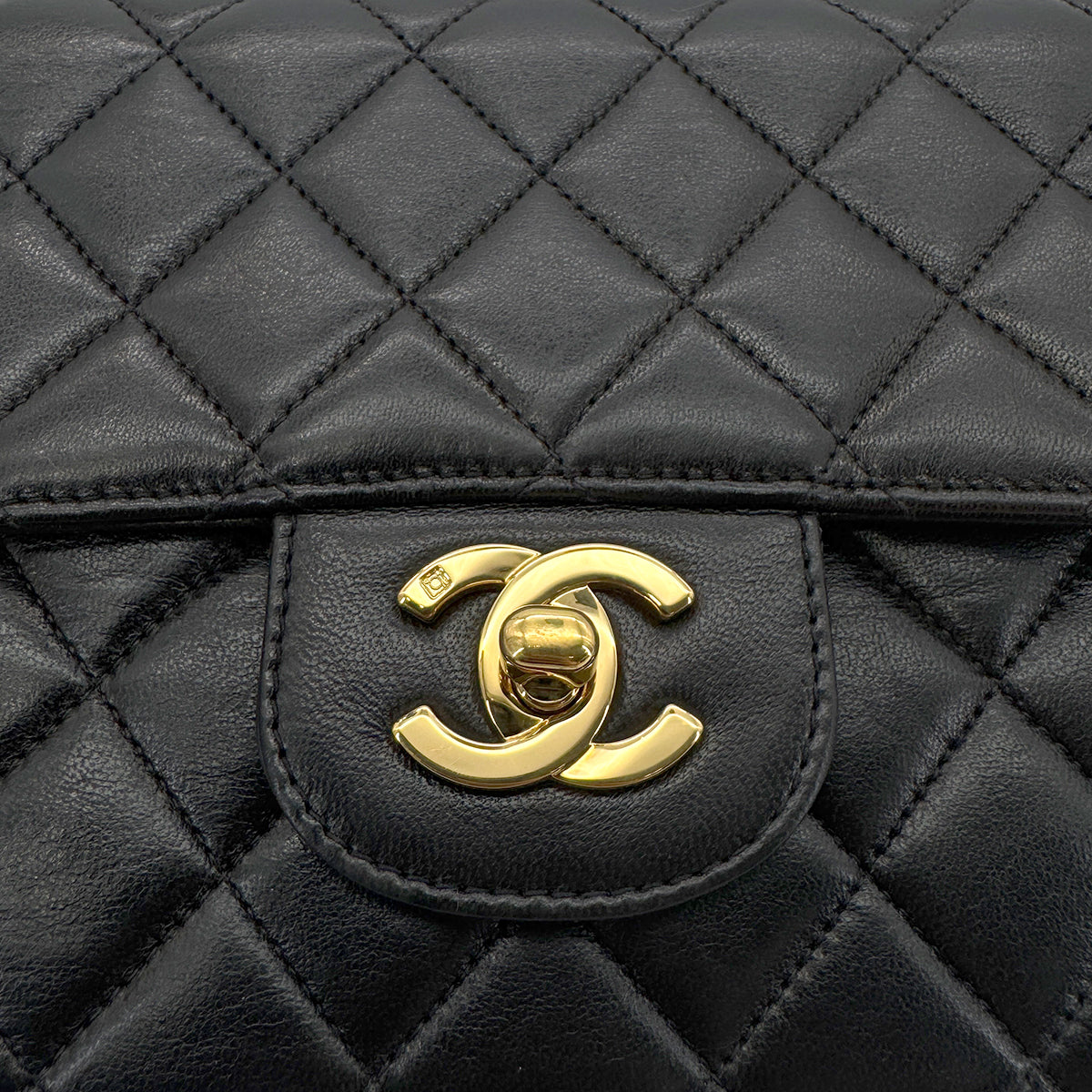 CHANEL VINTAGE PARENT-CHILD HAND BAG PARENTS ONLY BLACK LAMB SKIN 90280299