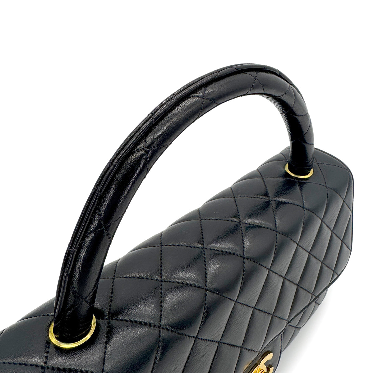 CHANEL VINTAGE PARENT-CHILD HAND BAG PARENTS ONLY BLACK LAMB SKIN 90280299