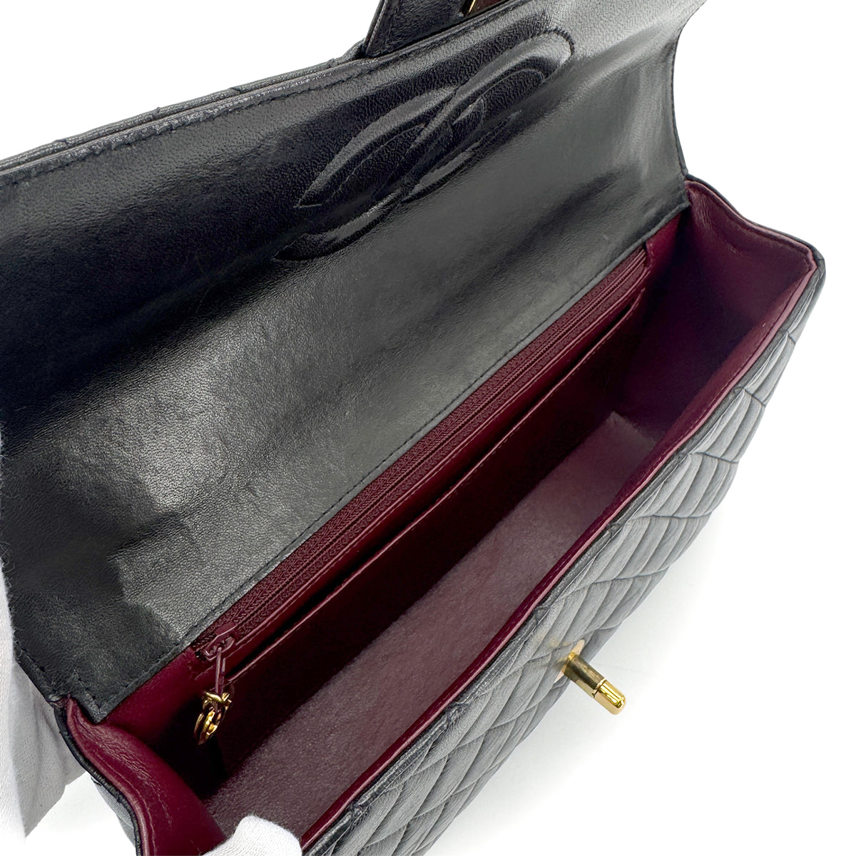 CHANEL VINTAGE PARENT-CHILD HAND BAG PARENTS ONLY BLACK LAMB SKIN 90280299