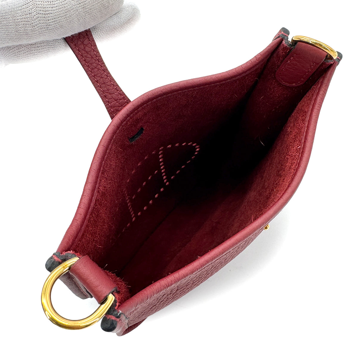HERMES EVELYNE TPM AMAZON ROUGE GRENADE TAURILLON CLEMENCE SHOULDER BAG B 90280300