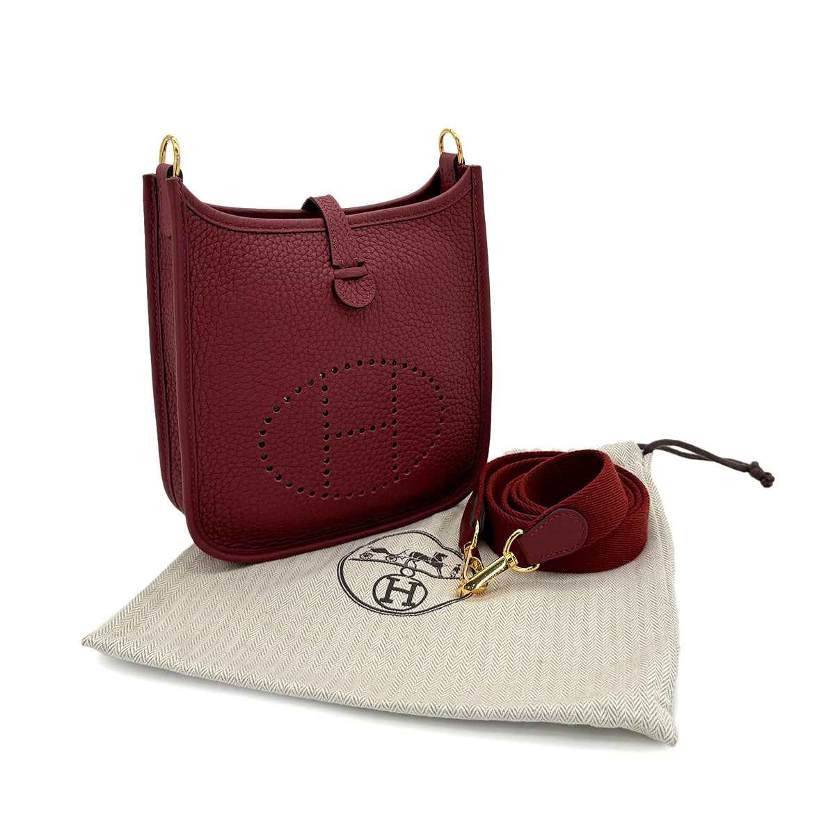 HERMES EVELYNE TPM AMAZON ROUGE GRENADE TAURILLON CLEMENCE SHOULDER BAG B 90280300