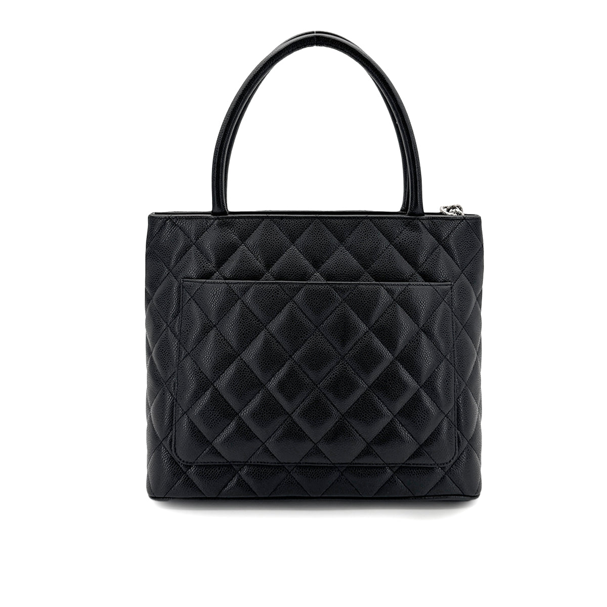 CHANEL VINTAGE MEDALLION TOTE BAG BLACK CAVIAR SKIN 90280302