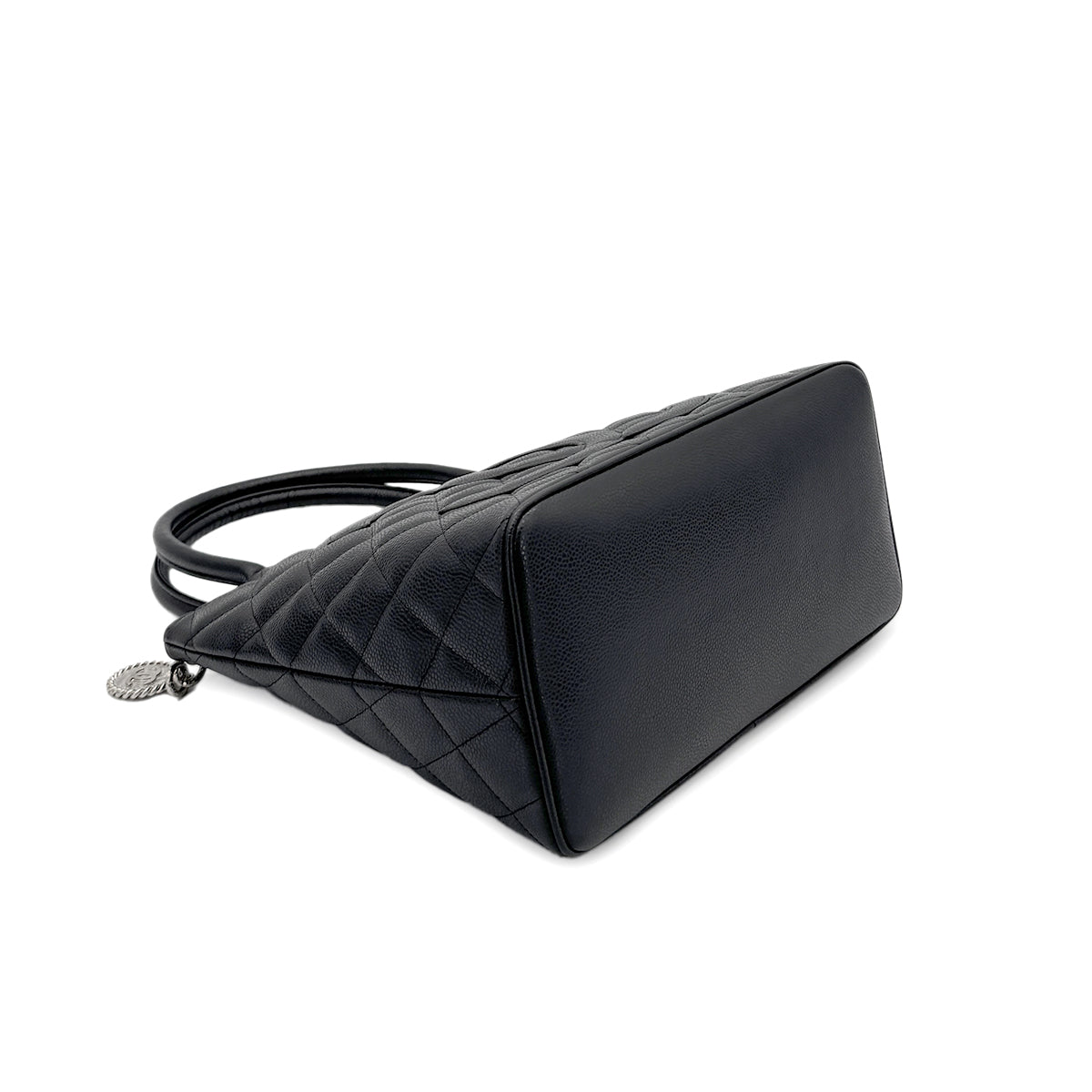 CHANEL VINTAGE MEDALLION TOTE BAG BLACK CAVIAR SKIN 90280302