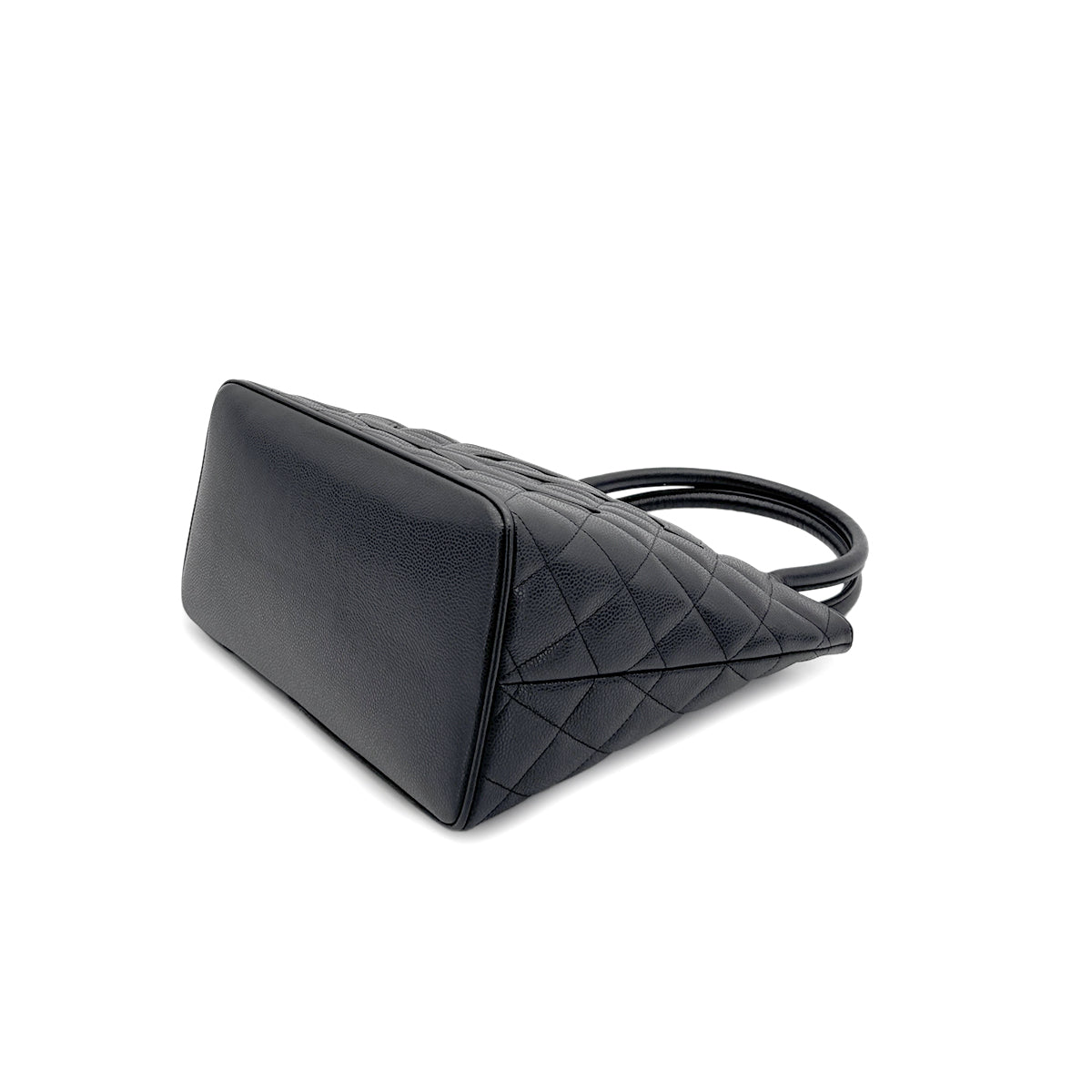 CHANEL VINTAGE MEDALLION TOTE BAG BLACK CAVIAR SKIN 90280302