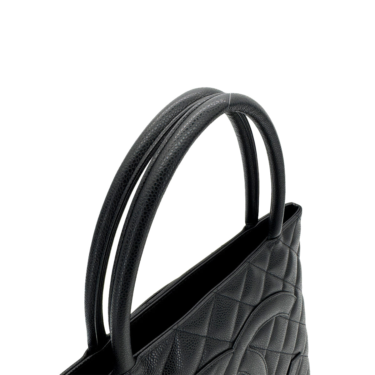 CHANEL VINTAGE MEDALLION TOTE BAG BLACK CAVIAR SKIN 90280302