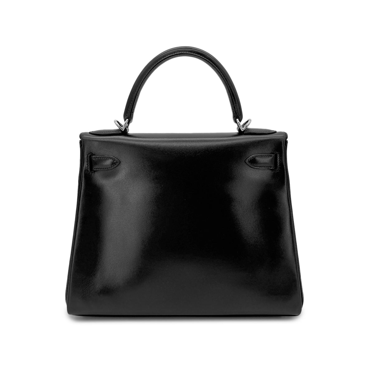 HERMES KELLY 28 RETOURNE BLACK BOXCALF HAND SHOULDER BAG □D SHW 90280304