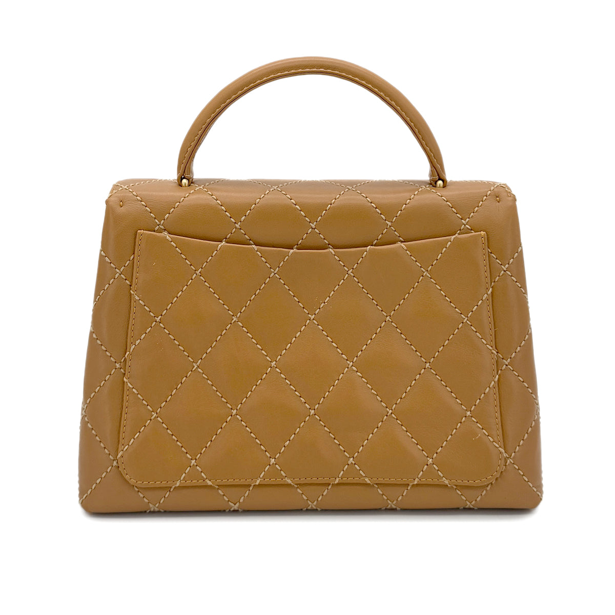 CHANEL VINTAGE WILD STITCH MATELASSE HAND BAG BROWN LEATHER 90280306