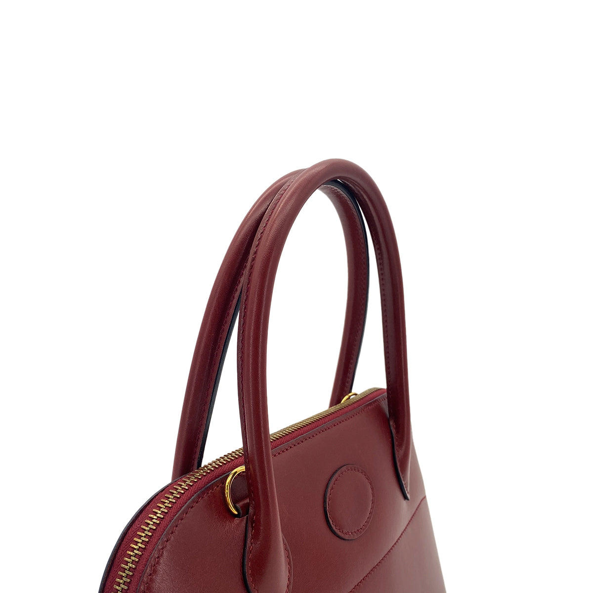 HERMES BOLIDE 27 ROUGE H BOX CALF HAND SHOULDER BAG □C 90280308