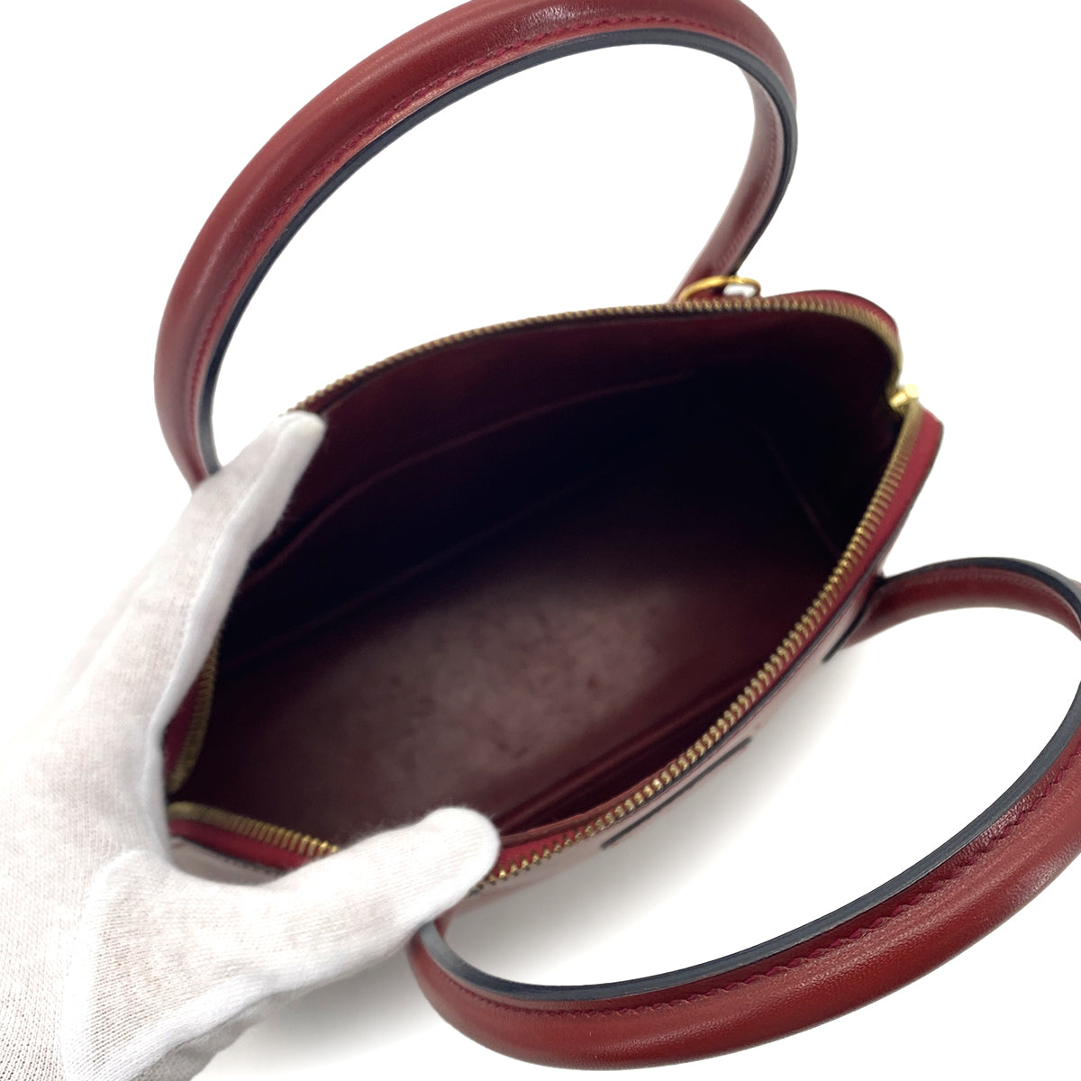 HERMES BOLIDE 27 ROUGE H BOX CALF HAND SHOULDER BAG □C 90280308