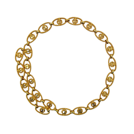 CHANEL VINTAGE CHAIN BELT COCOMARK TWIST GOLD ACCESSORY 29 90280314