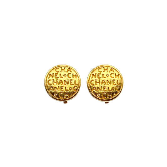 CHANEL VINTAGE EARRINGS LOGO ROUND ACCESSORY 99A 90280321