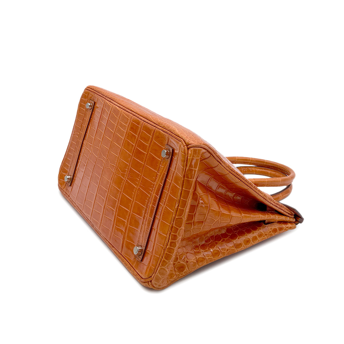 HERMES BIRKIN 35 ORANGE CROCODILE POROSUS LISSE HAND BAG □G SHW 90280382