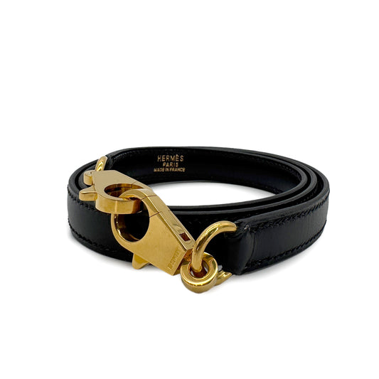 HERMES KELLY BLACK BOXCALF HAND SHOULDER BAG STRAP GHW 90280453