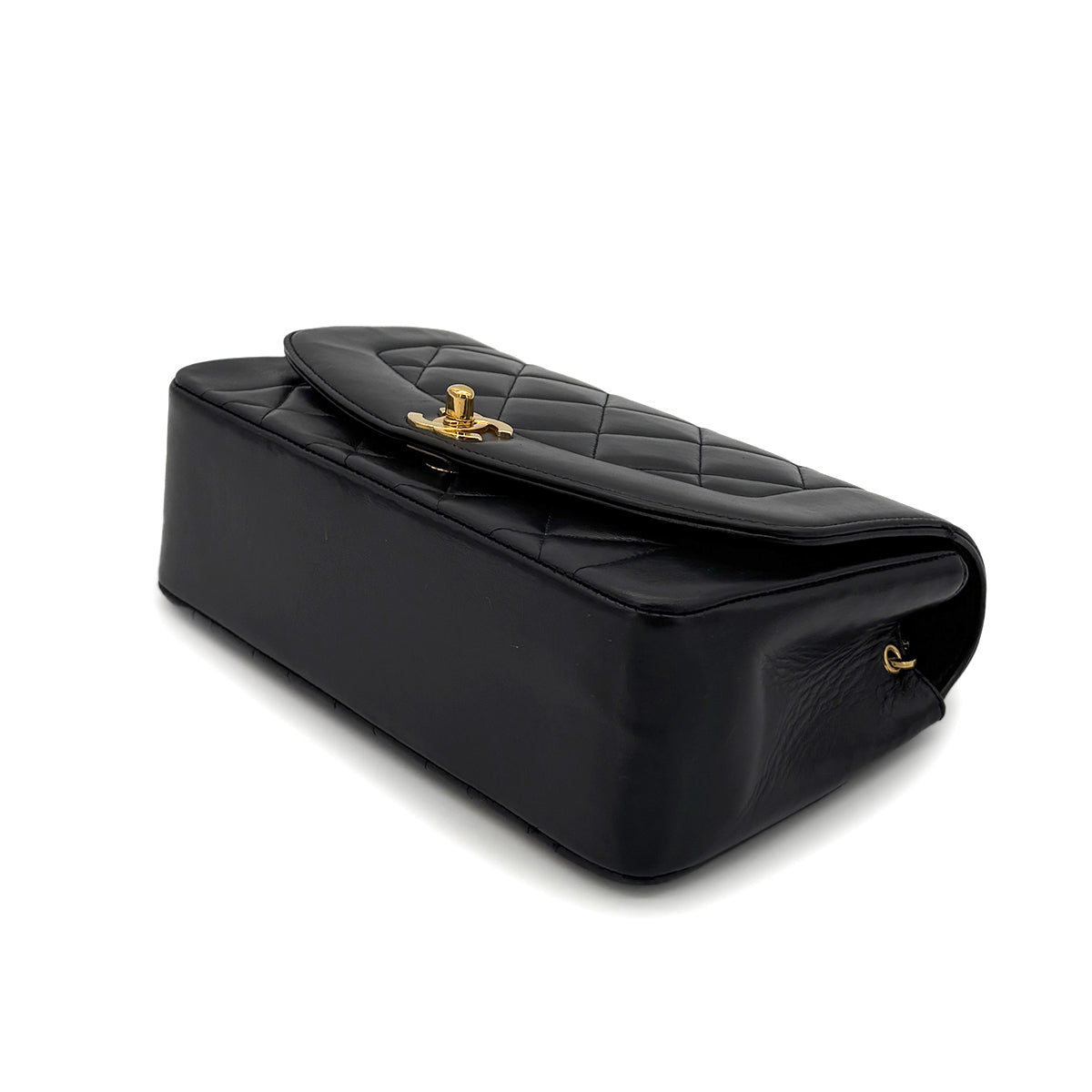 CHANEL VINTAGE DIANA SMALL CHAIN SHOULDER BAG BLACK LAMB SKIN 90280462