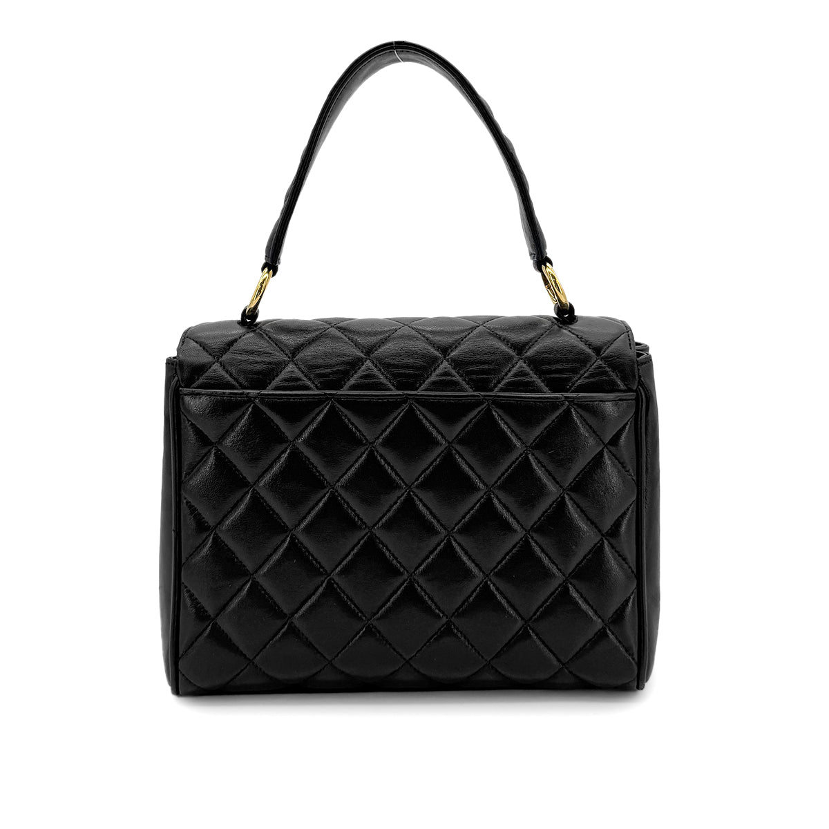 CHANEL VINTAGE MATELASSE HAND BAG BLACK LAMB SKIN 90280463