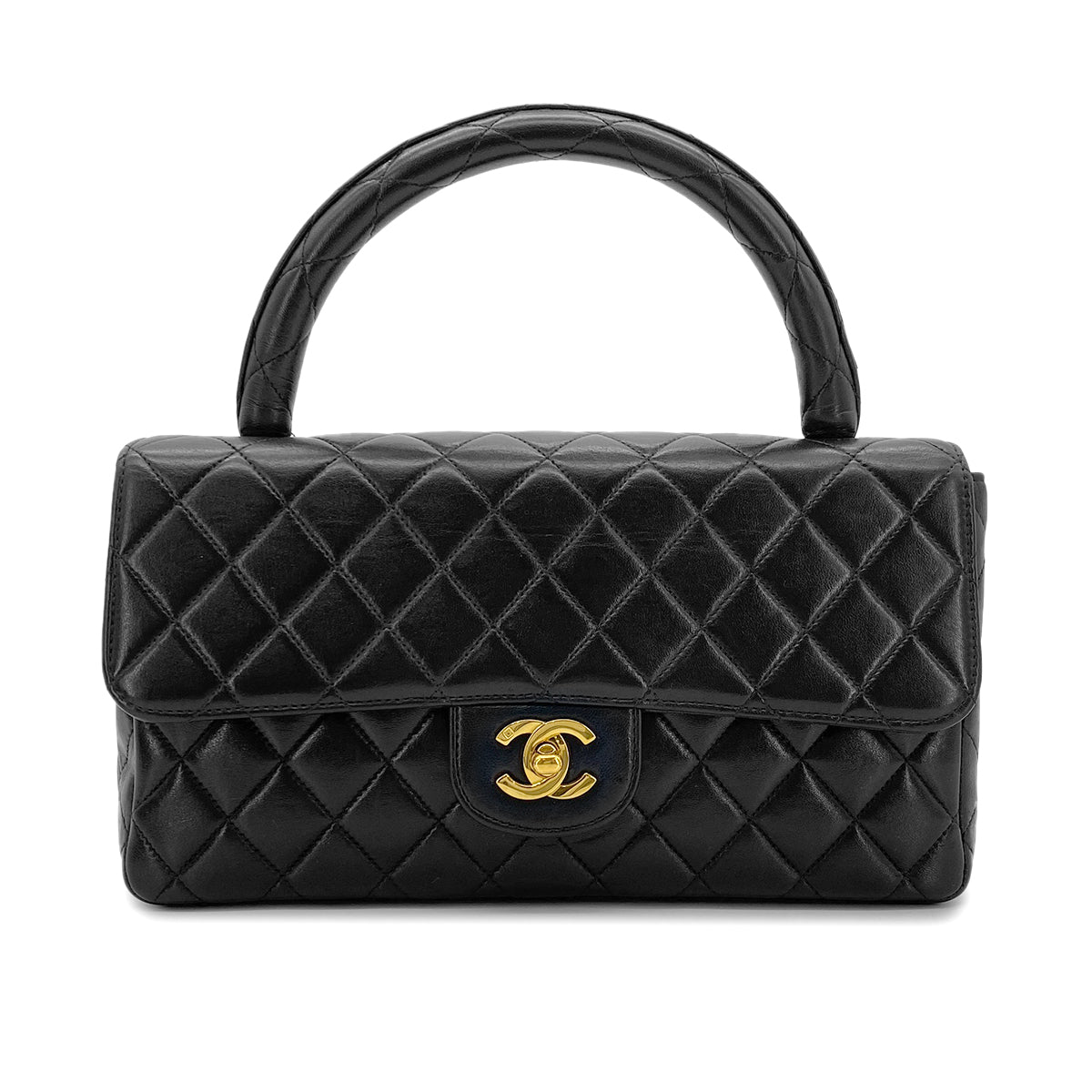CHANEL VINTAGE PARENT-CHILD BAG BLACK LAMB SKIN 90280493