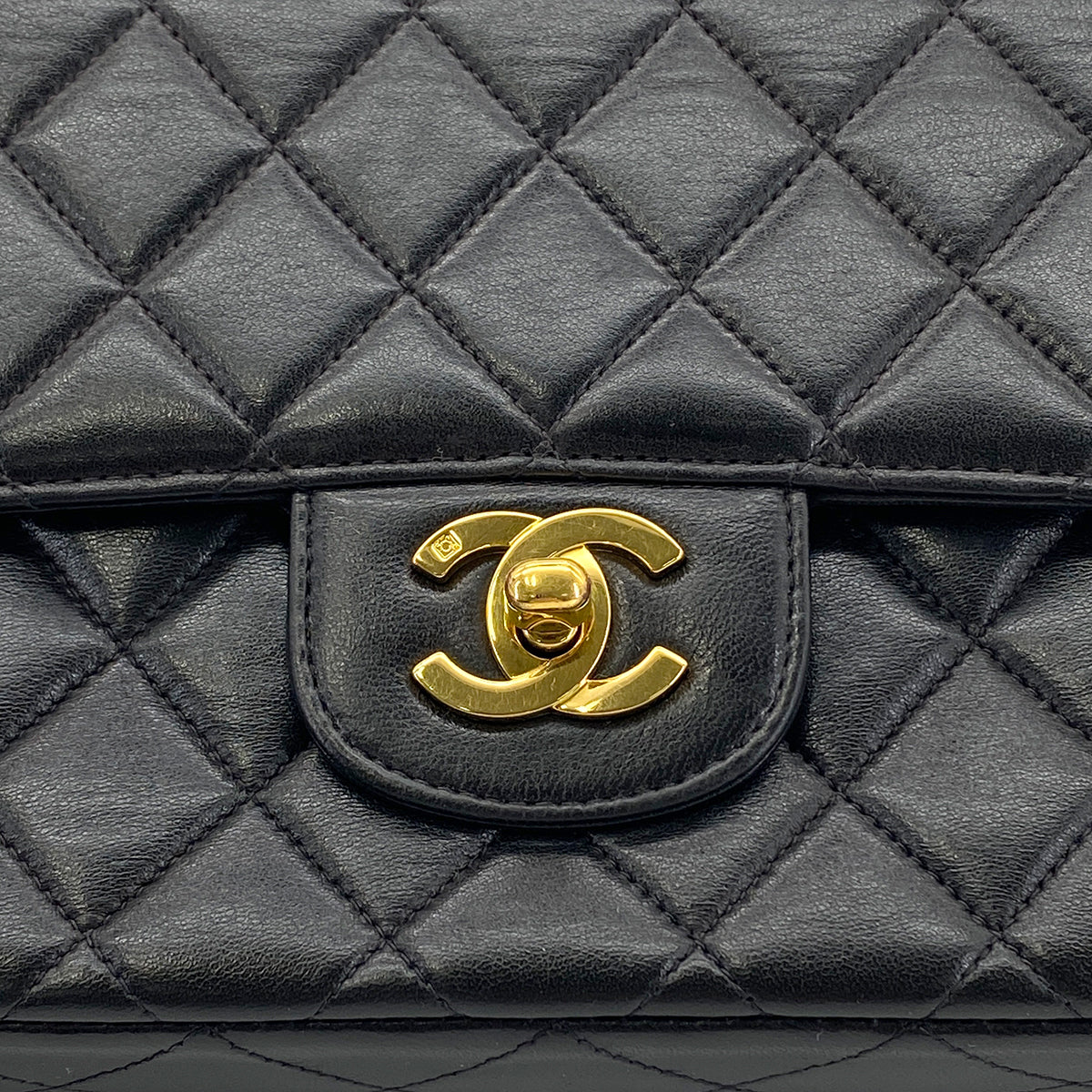 CHANEL VINTAGE PARENT-CHILD BAG BLACK LAMB SKIN 90280493