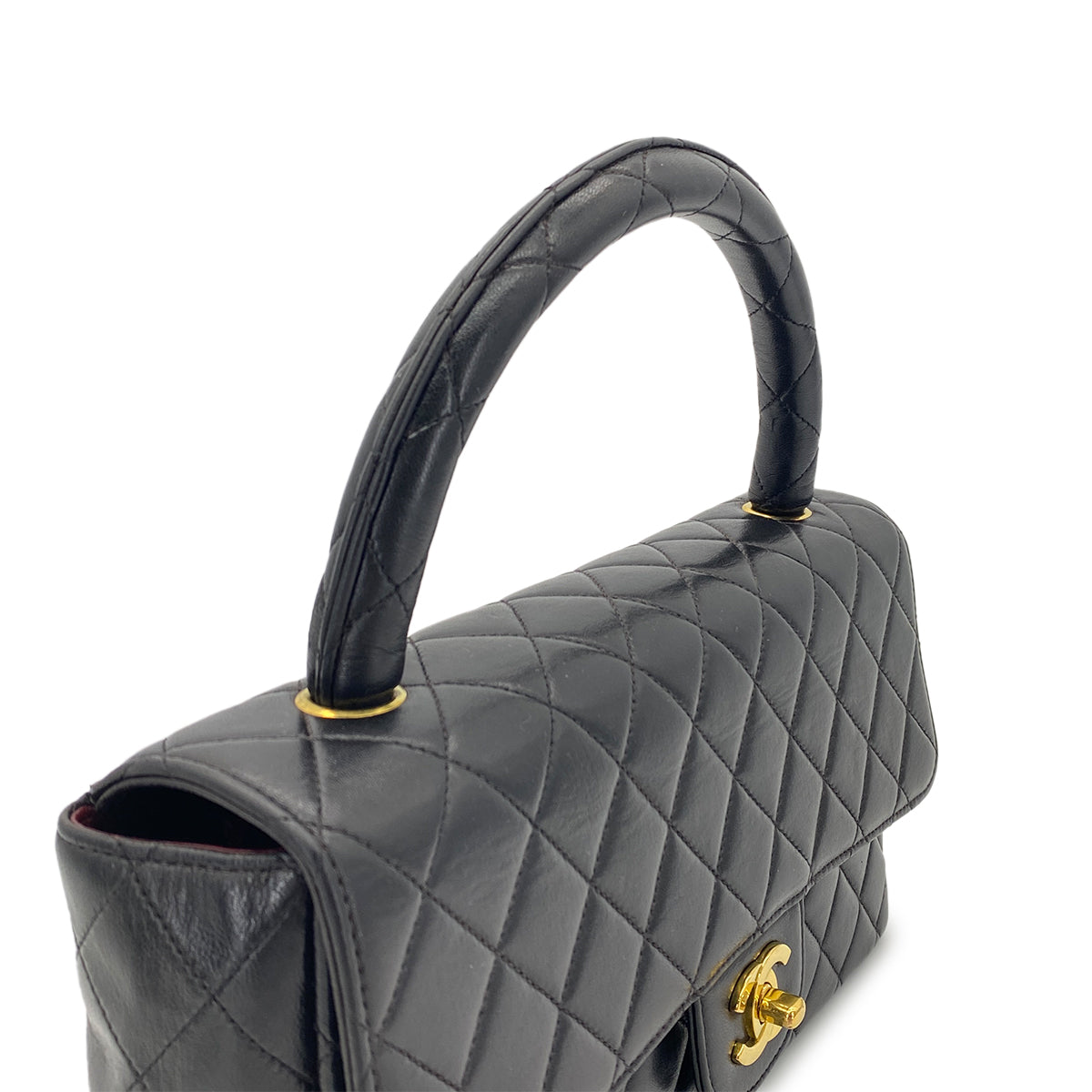 CHANEL VINTAGE PARENT-CHILD BAG BLACK LAMB SKIN 90280493