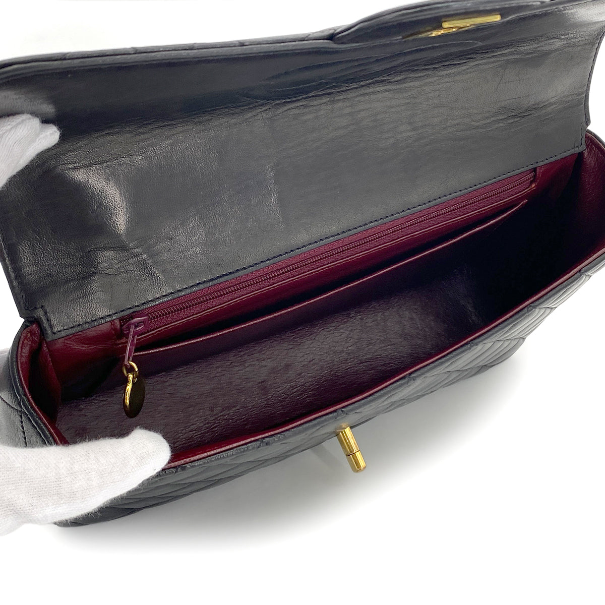 CHANEL VINTAGE PARENT-CHILD BAG BLACK LAMB SKIN 90280493