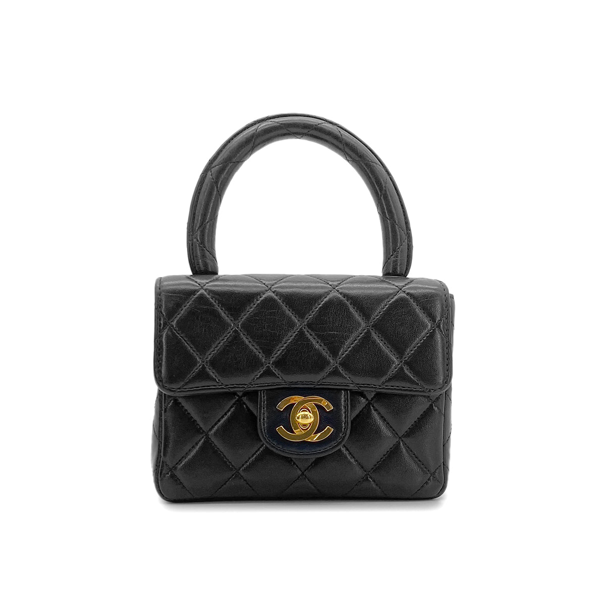 CHANEL VINTAGE PARENT-CHILD BAG BLACK LAMB SKIN 90280493
