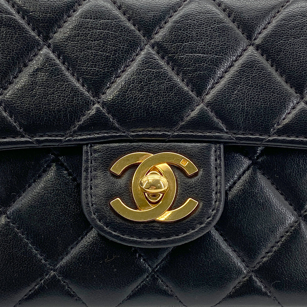 CHANEL VINTAGE PARENT-CHILD BAG BLACK LAMB SKIN 90280493