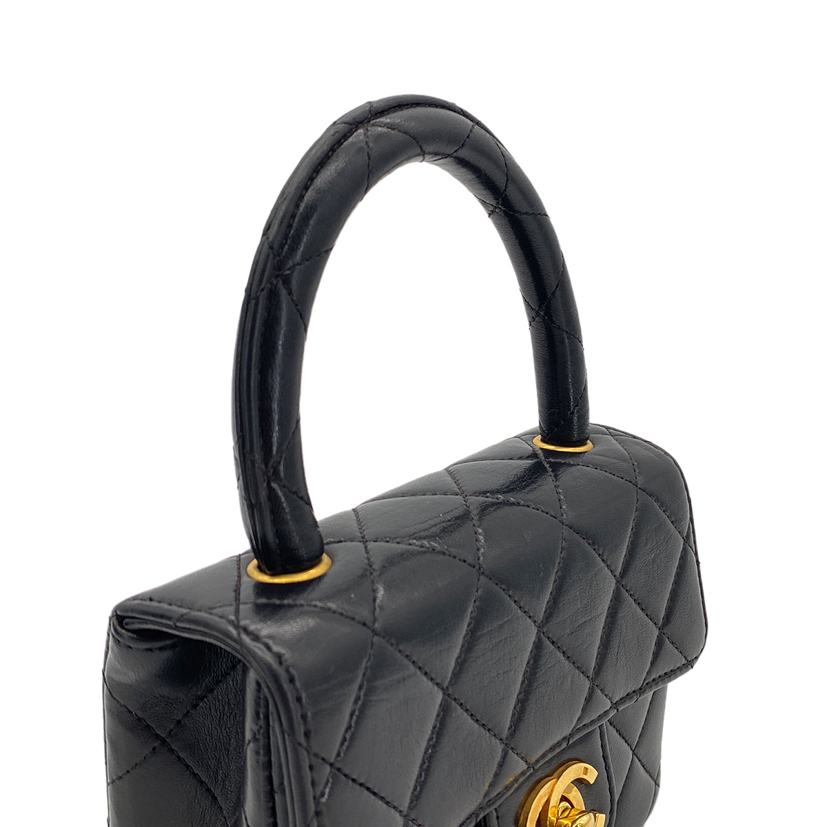 CHANEL VINTAGE PARENT-CHILD BAG BLACK LAMB SKIN 90280493
