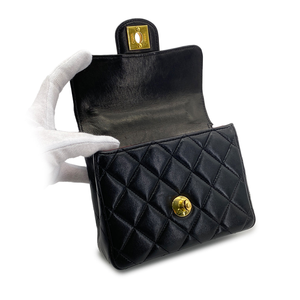 CHANEL VINTAGE PARENT-CHILD BAG BLACK LAMB SKIN 90280493