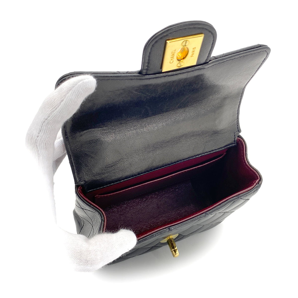 CHANEL VINTAGE PARENT-CHILD BAG BLACK LAMB SKIN 90280493