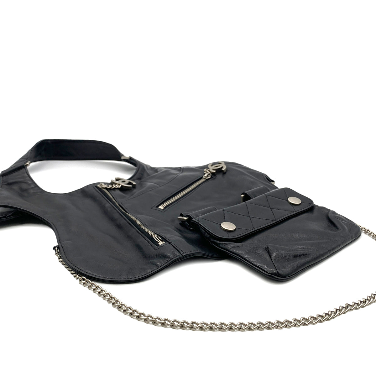 CHANEL VINTAGE COCOMARK RUNWAY FALL 2003 COLLECTION MATELASSE BODY BAG BLACK LAMB SKIN 90280496