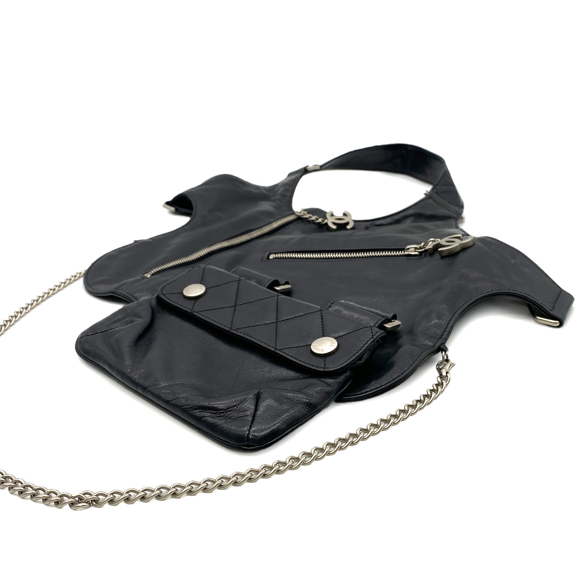 CHANEL VINTAGE COCOMARK RUNWAY FALL 2003 COLLECTION MATELASSE BODY BAG BLACK LAMB SKIN 90280496