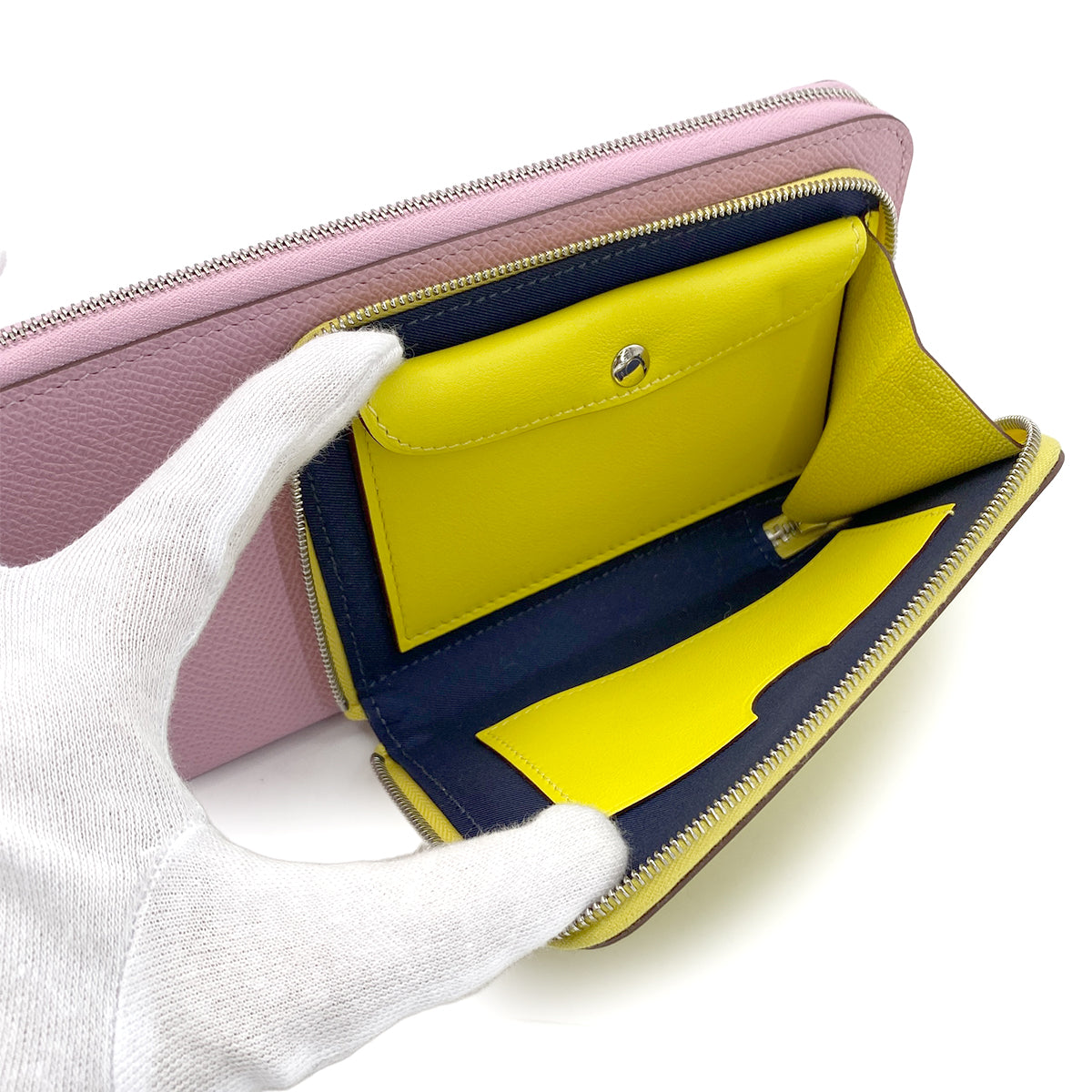 HERMES NOUVEAU TO GO MAUVE SYLVESTRE LIME CUIVRE VEAU EPSOM VEAU SWIFT LONG WALLET B SHW 90280497