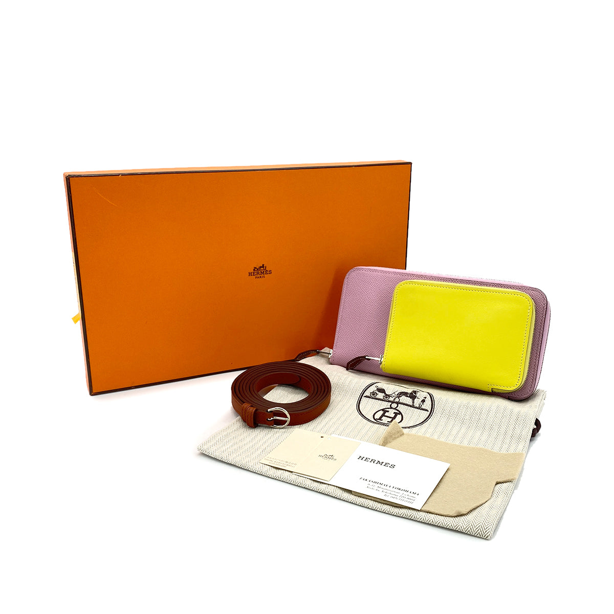 HERMES NOUVEAU TO GO MAUVE SYLVESTRE LIME CUIVRE VEAU EPSOM VEAU SWIFT LONG WALLET B SHW 90280497