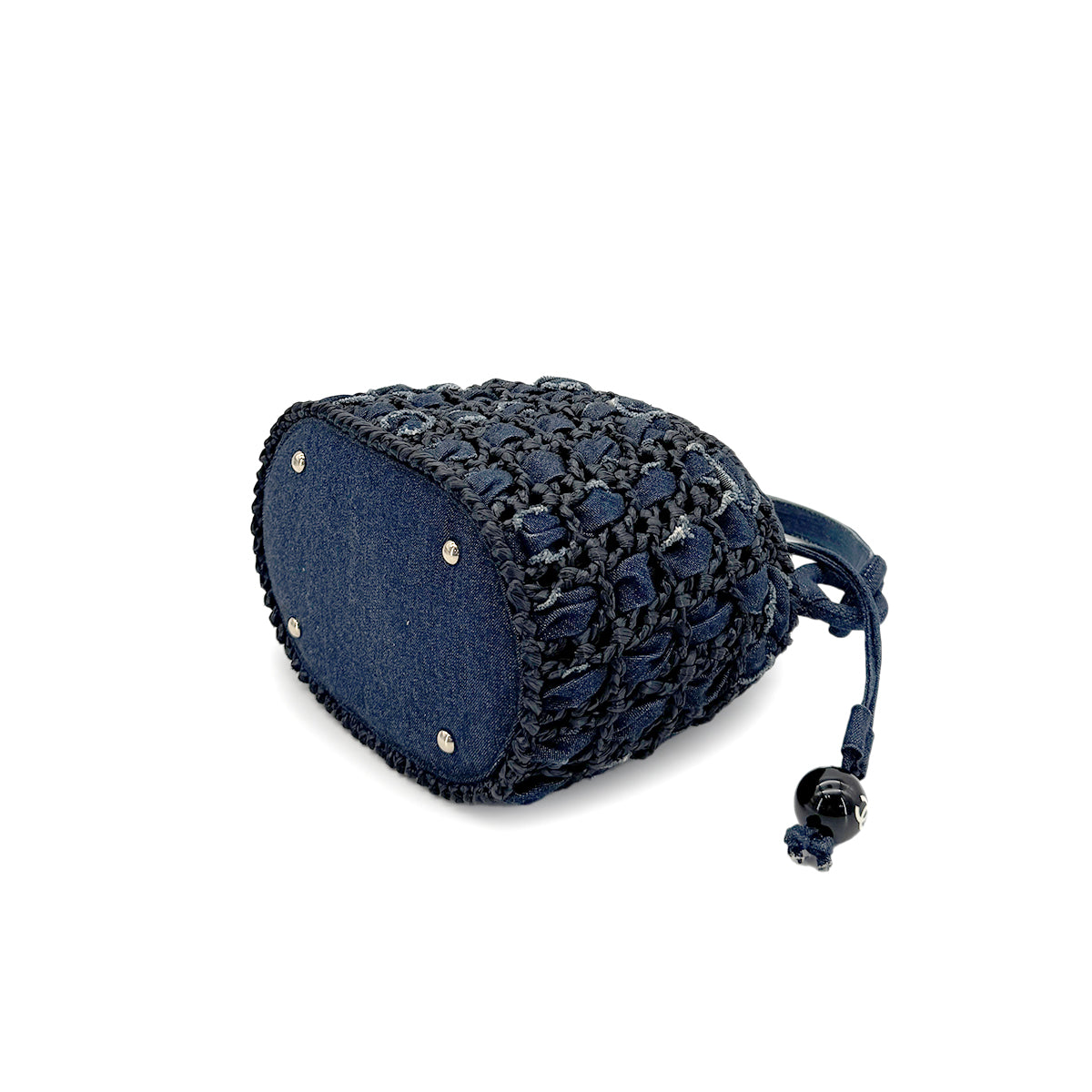 CHANEL VINTAGE COCOMARK DRAWSTRING HAND BAG BLUE DENIM 90280498