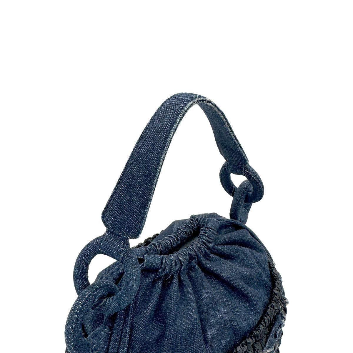 CHANEL VINTAGE COCOMARK DRAWSTRING HAND BAG BLUE DENIM 90280498