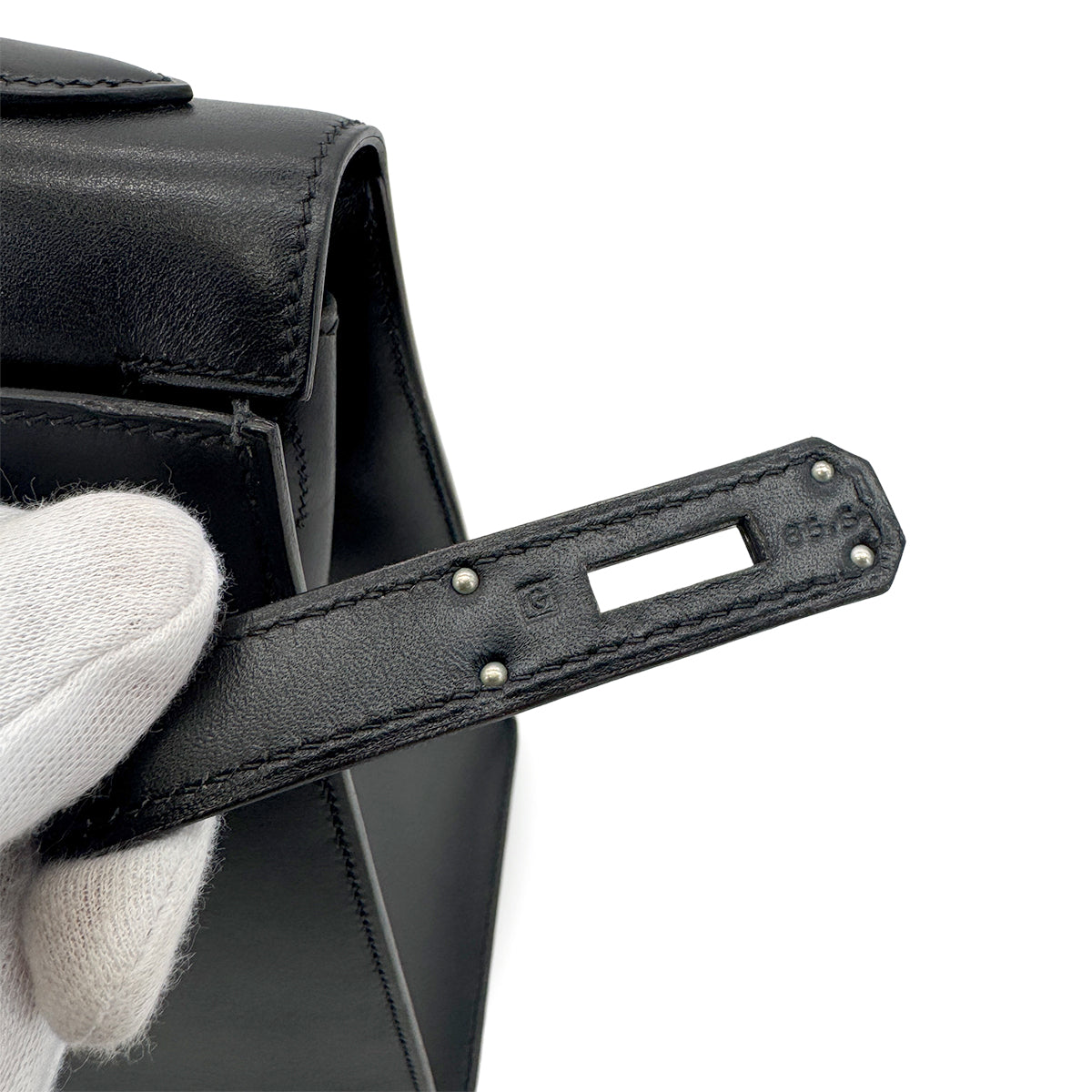 HERMES KELLY 32 SELLIER BLACK BOXCALF HAND SHOULDER BAG □G SHW 90280499