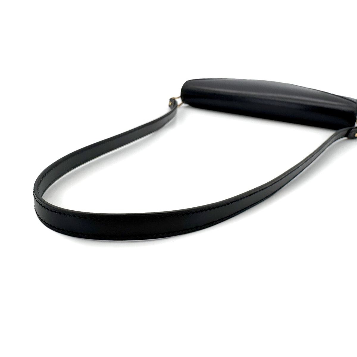 HERMES LYDIE BLACK CLUTCH SHOULDER BAG BOXCALF 〇Q 90280500