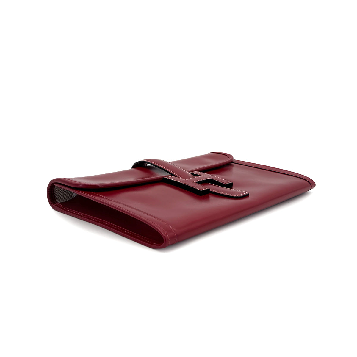 HERMES JIGE PM ROUGE VIF BOXCALF CLUTCH BAG 〇R 90280502